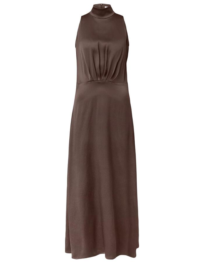 AMABEL - Robe maxi satinée à col montant