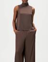 HALIRA - Top blouse en satin avec col montant