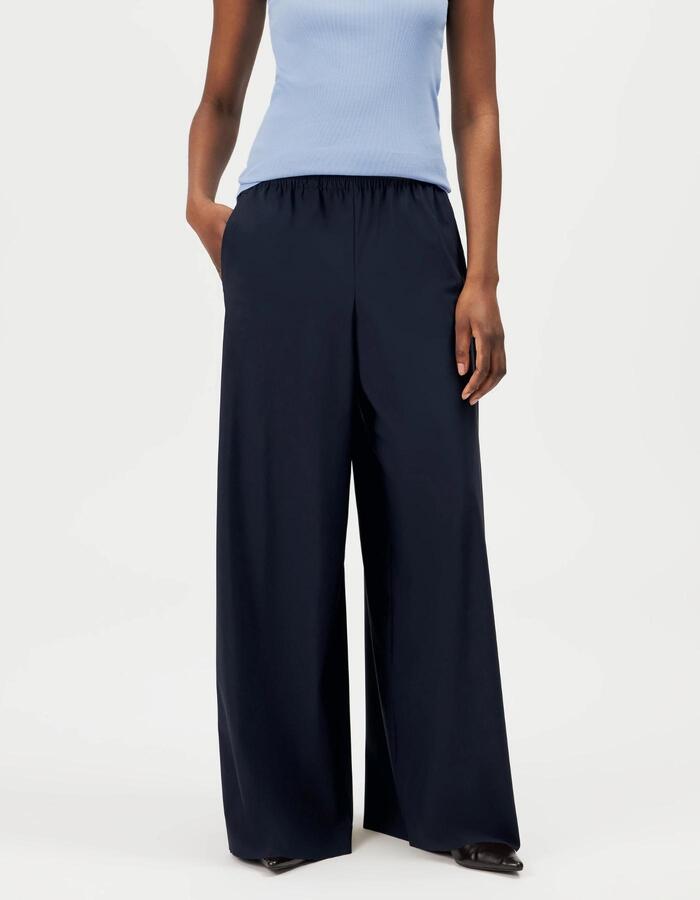 CEILING - Pantalon large en jersey dark navy