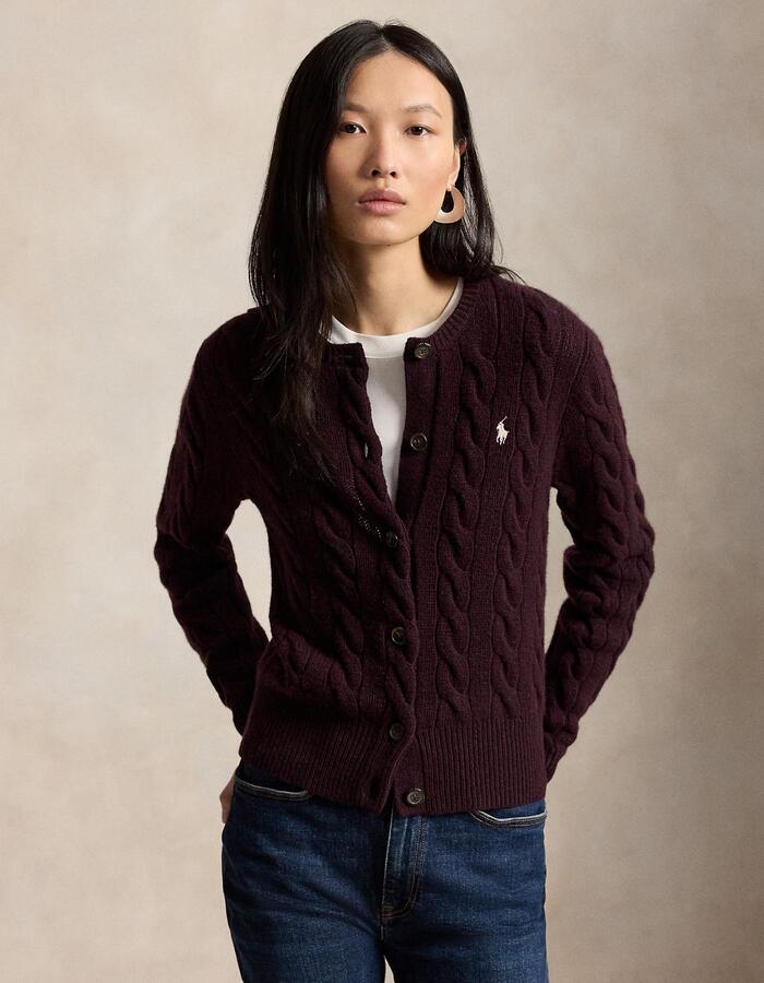 Cardigan torsadé en laine et cachemire