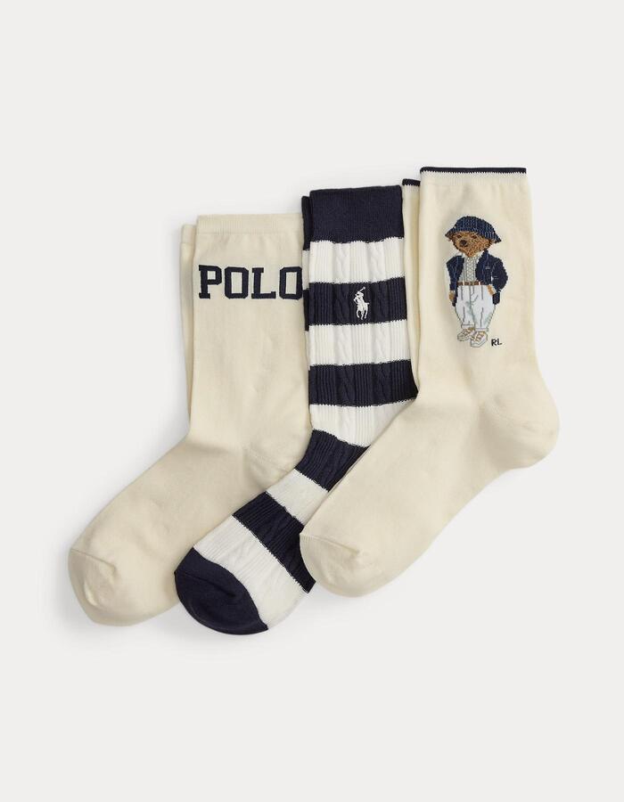 Lot de 3 paires de chaussettes Polo Bear rayées