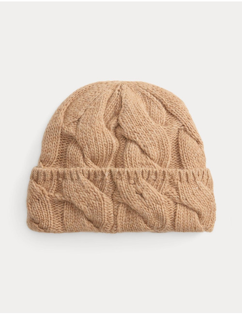 Bonnet en laine à maille torsadée