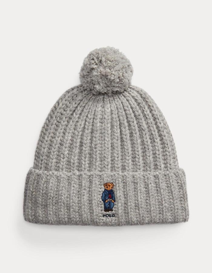 Polo Bear ribgebreide muts met pompon