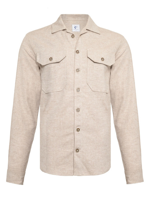 Beige overshirt in linnen en katoen