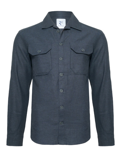 Navy overshirt in linnen en katoen