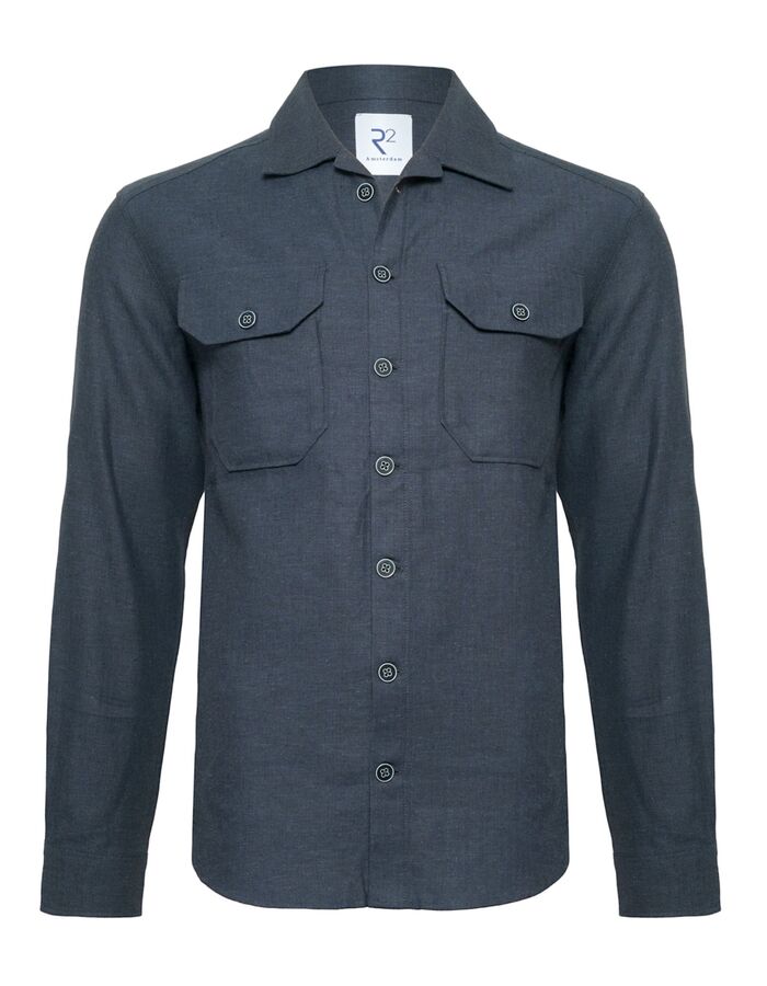 Navy overshirt in linnen en katoen