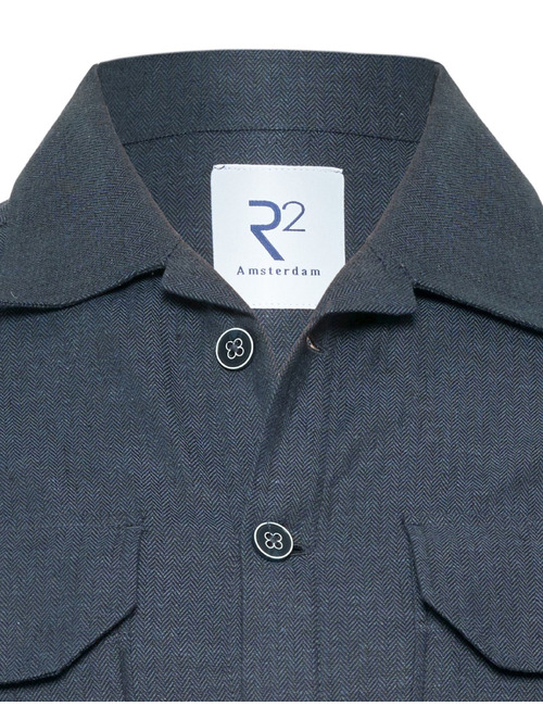 Navy overshirt in linnen en katoen
