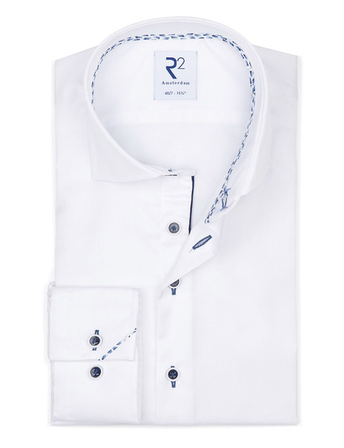 Wit modern fit overhemd met extra lange mouwen