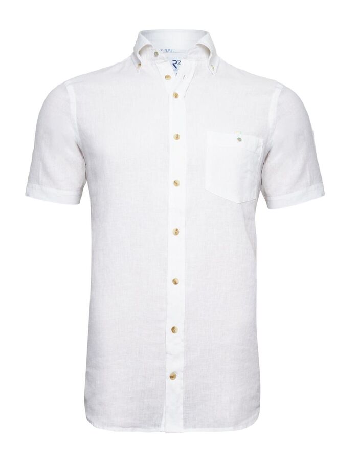 Chemise blanche en mélange de lin à manches courtes