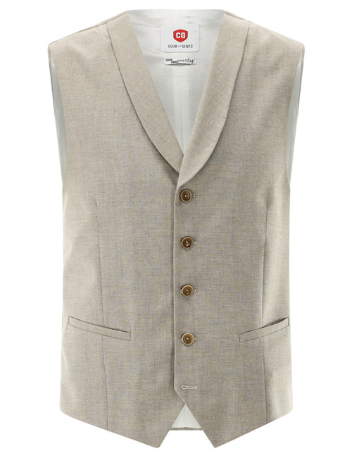 CG Paddy slim fit kostuumgilet met stretch – beige