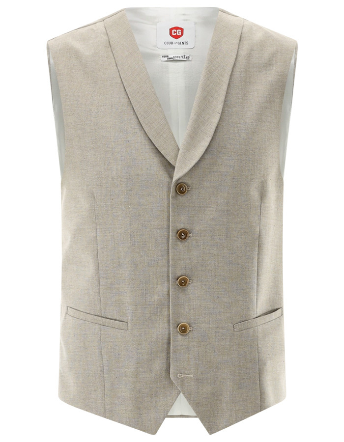 CG Paddy slim fit kostuumgilet met stretch – beige