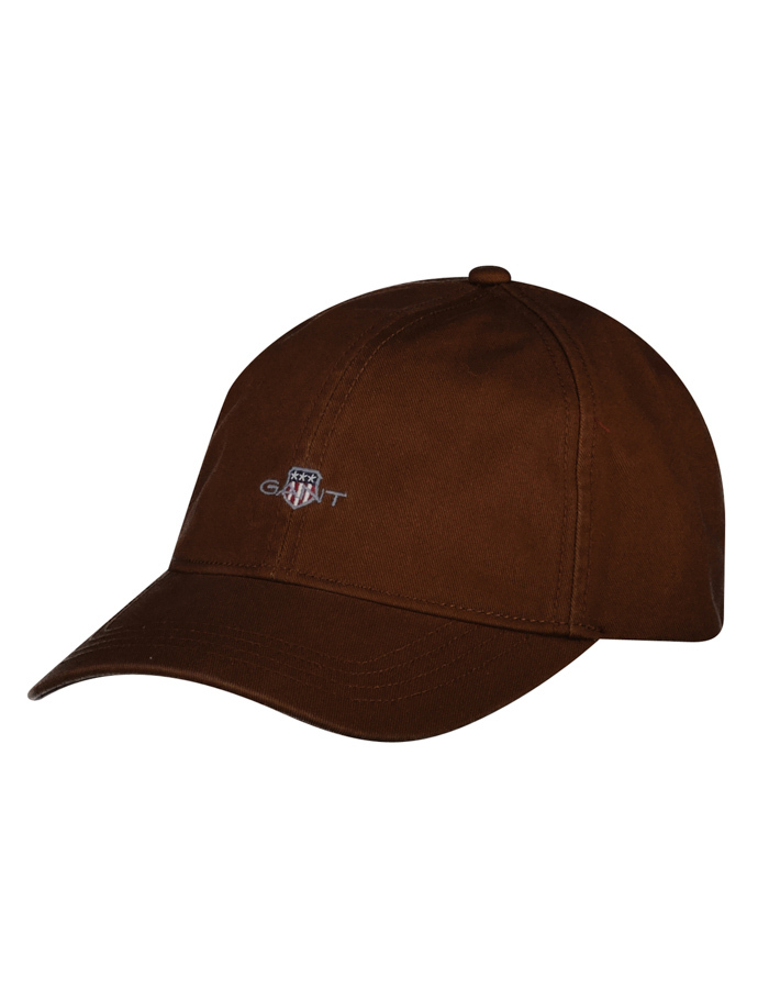 Katoenen pet met logoborduursel - mahoniebruin