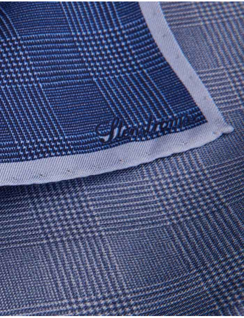 Zijden pochet met print donkerblauw