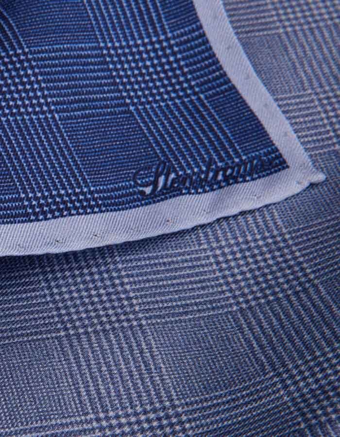 Zijden pochet met print donkerblauw