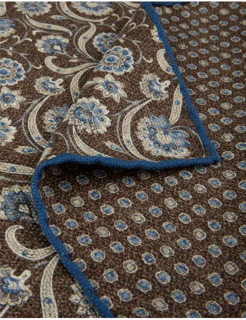 Zijden pochet met print bruin