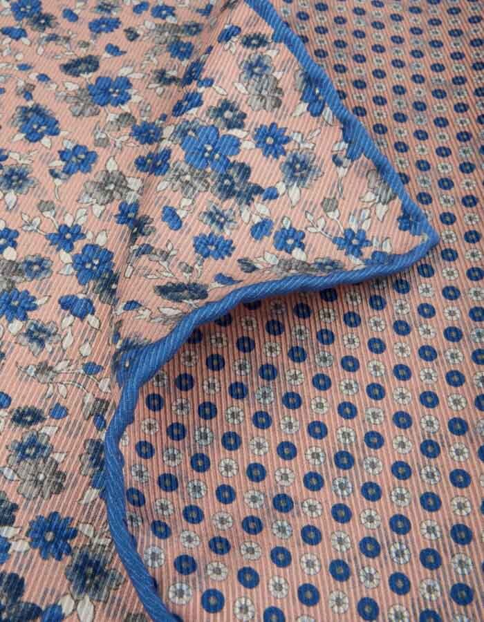 Zijden pochet met print lichtroze