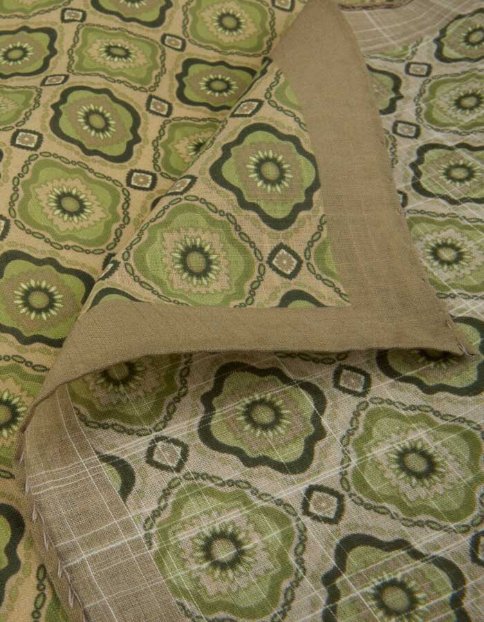 Zijden pochet met print lichtgroen