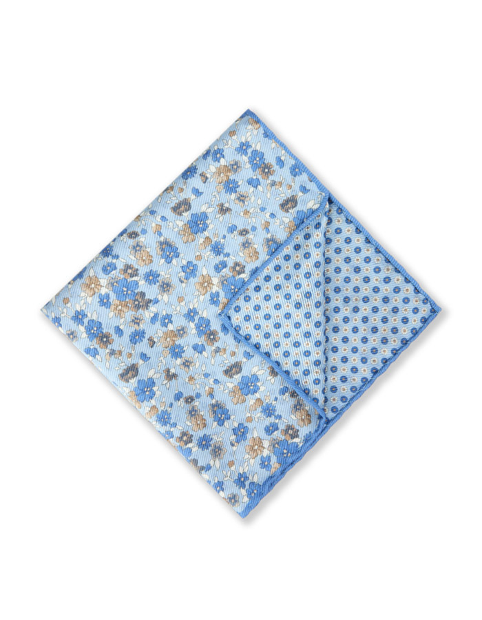 Zijden pochet met print blauw