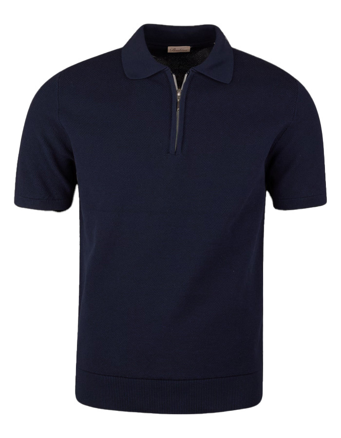 Gebreide polo met structuur donkerblauw