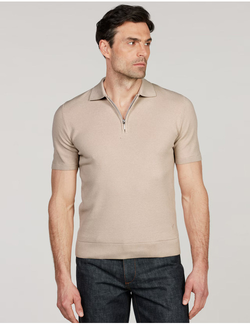 Gebreide polo met structuur beige