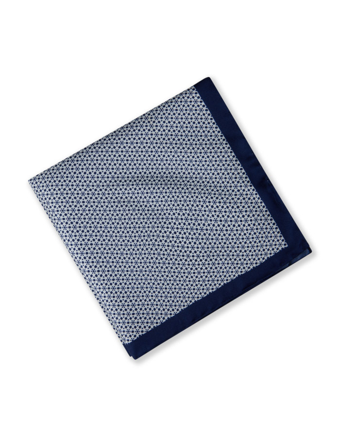 Zijden pochet met print blauw