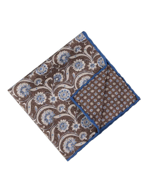 Zijden pochet met print bruin