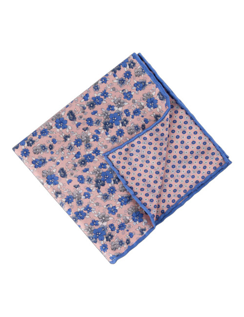 Zijden pochet met print lichtroze