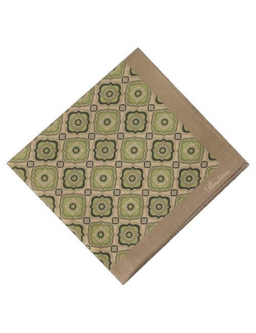 Zijden pochet met print lichtgroen