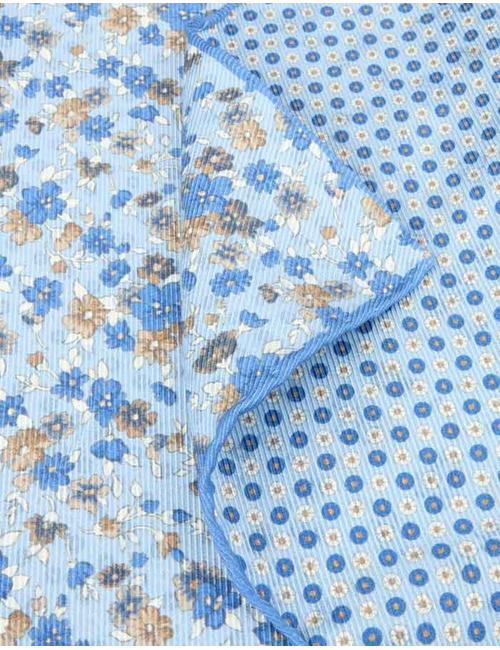 Zijden pochet met print blauw