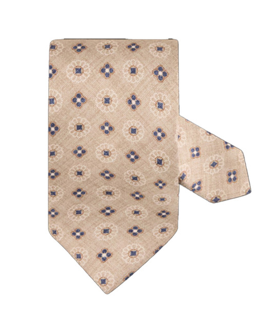 Zijden das met print Beige