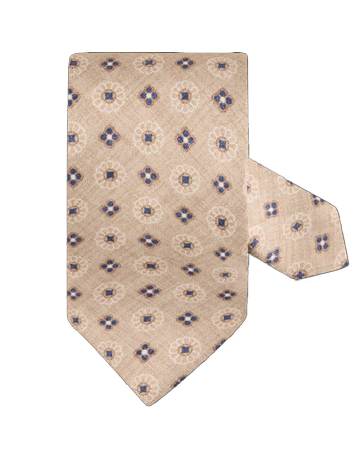 Zijden das met print Beige