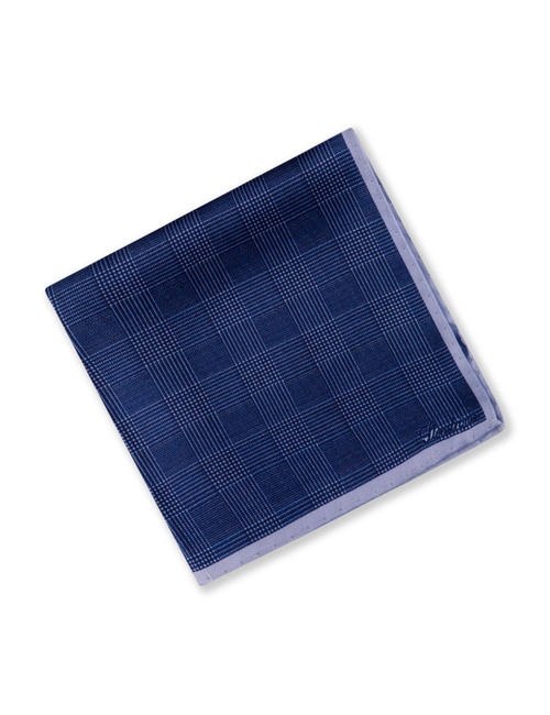 Zijden pochet met print donkerblauw