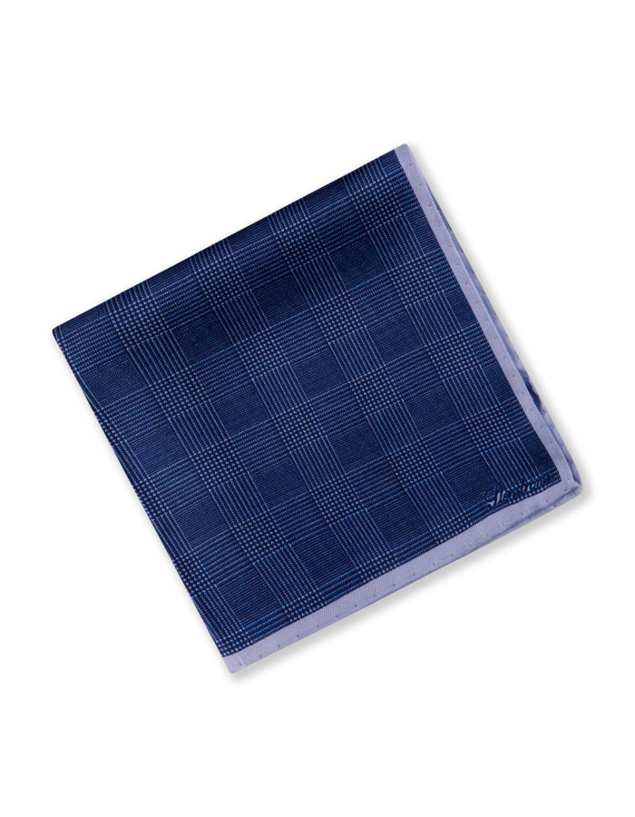 Zijden pochet met print donkerblauw