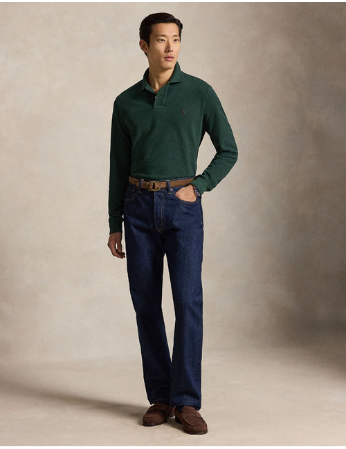Polo en maille à manches longues coupe custom slim fit