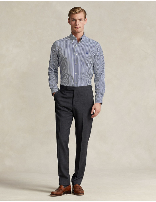 Chemise rayée en popeline stretch coupe slim