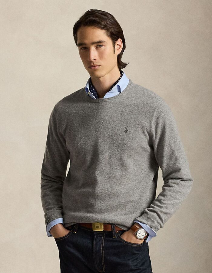 Pull en laine à col rond coupe regular fit