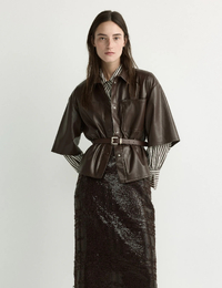 Horris - faux leather blouse met drukknoopsluiting