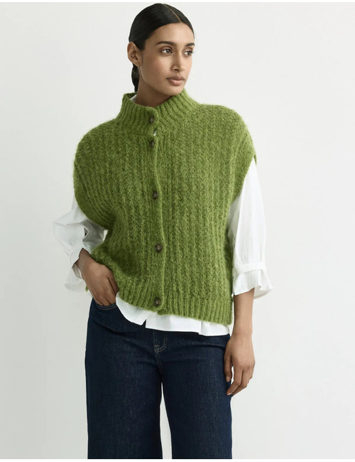 Brumellia - Gilet à maille fantaisie en mélange d'alpaga