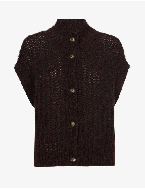 Brumellia - Gilet à maille fantaisie en mélange d'alpaga