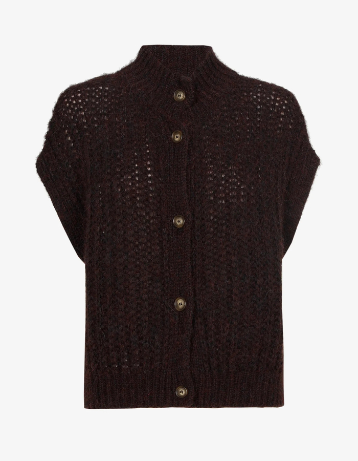 Brumellia - Gilet à maille fantaisie en mélange d'alpaga