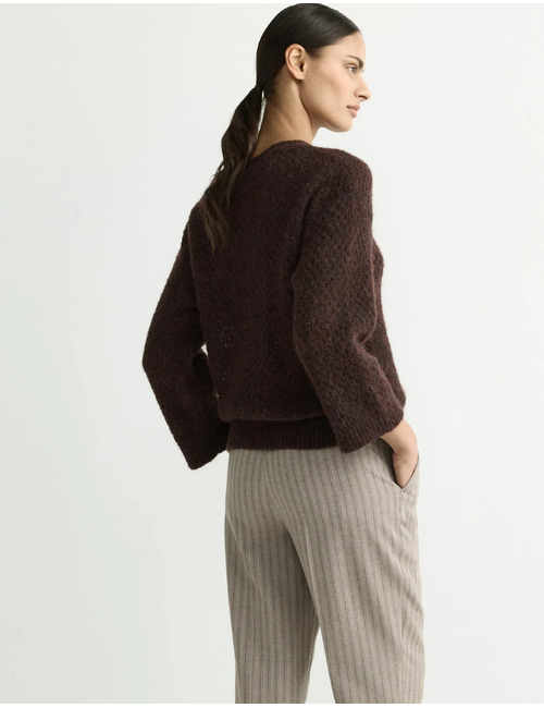 Bronwen - Pull à maille fantaisie en mélange d'alpaga