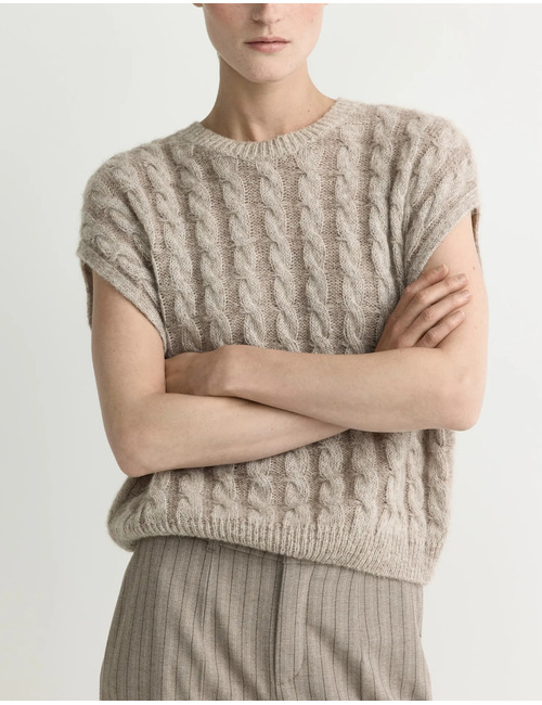 Balwinder - oversized debardeur met kabelsteek in alpacawolmix