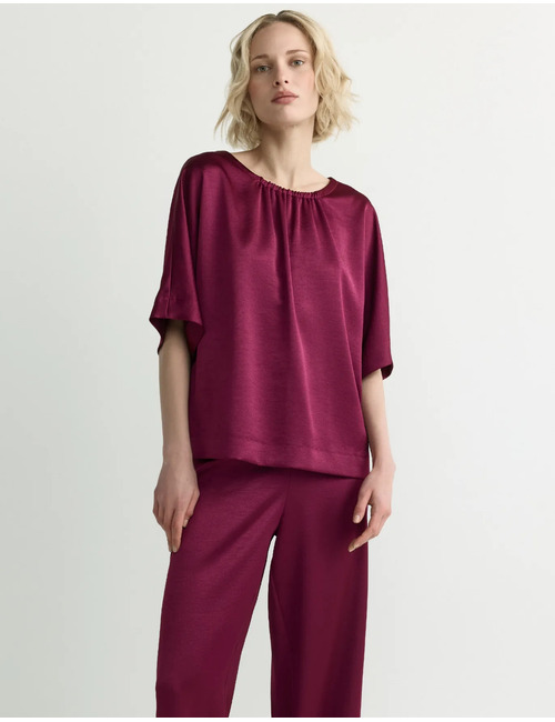 Hettie - satijnen blouse met fronsdetail