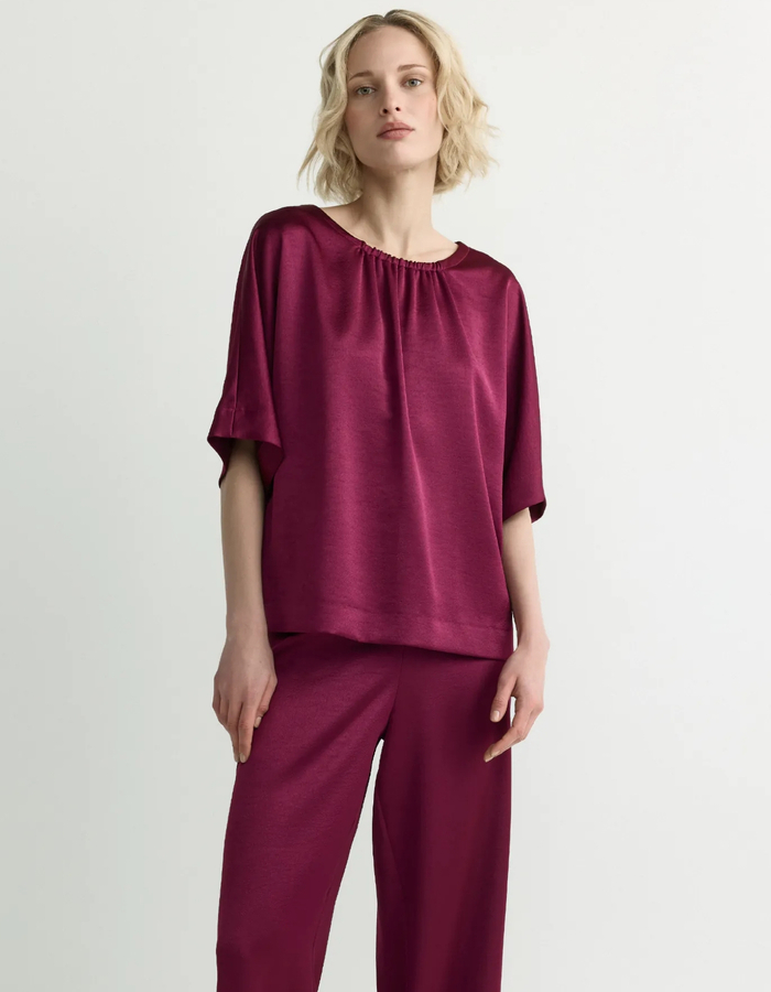 Hettie - satijnen blouse met fronsdetail
