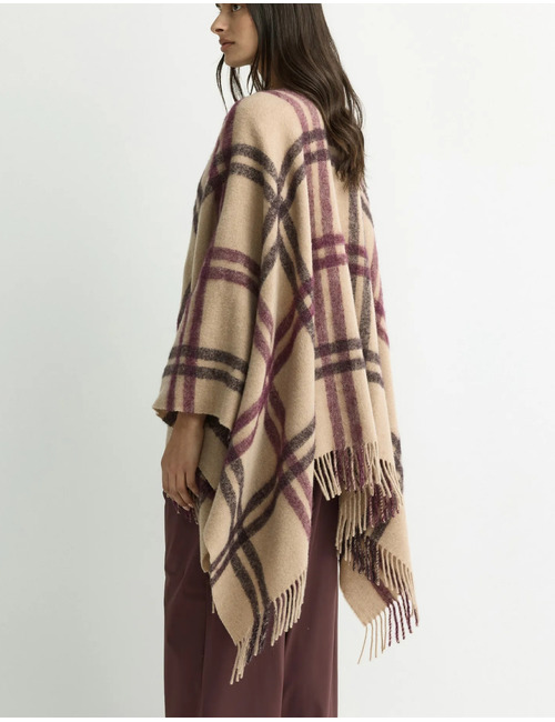 Allie - geruite poncho in wolmix
