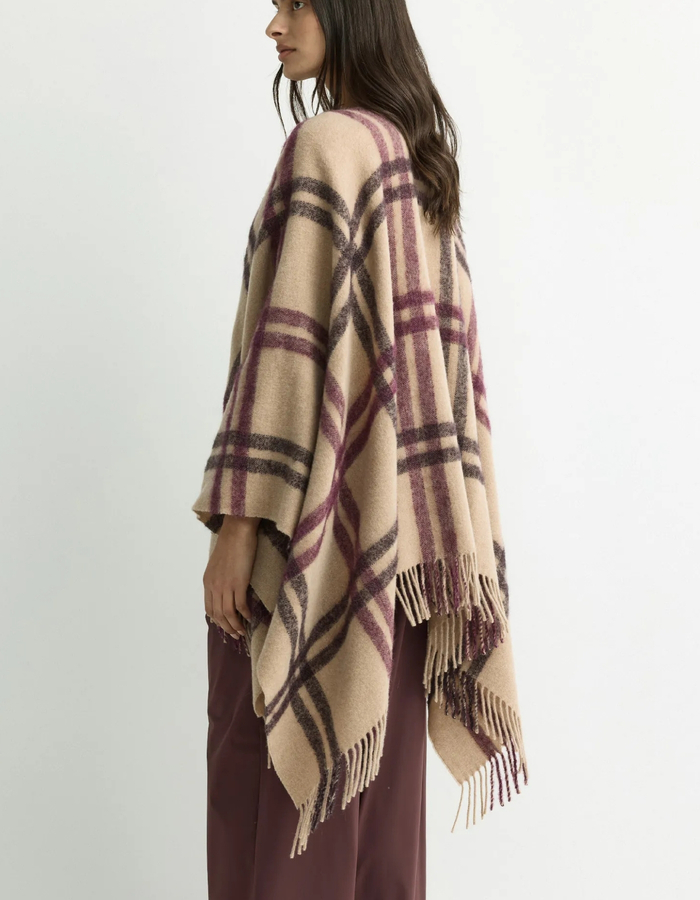 Allie - geruite poncho in wolmix