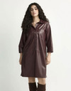 Kobien - faux leather hemdjurk met drukknoopsluiting