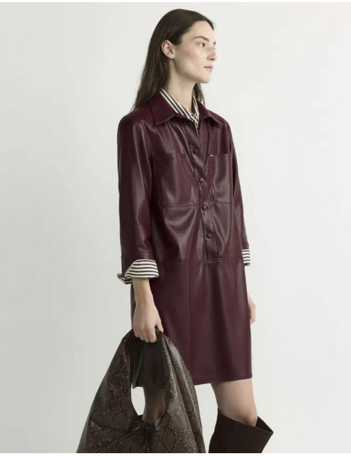 Kobien - faux leather hemdjurk met drukknoopsluiting