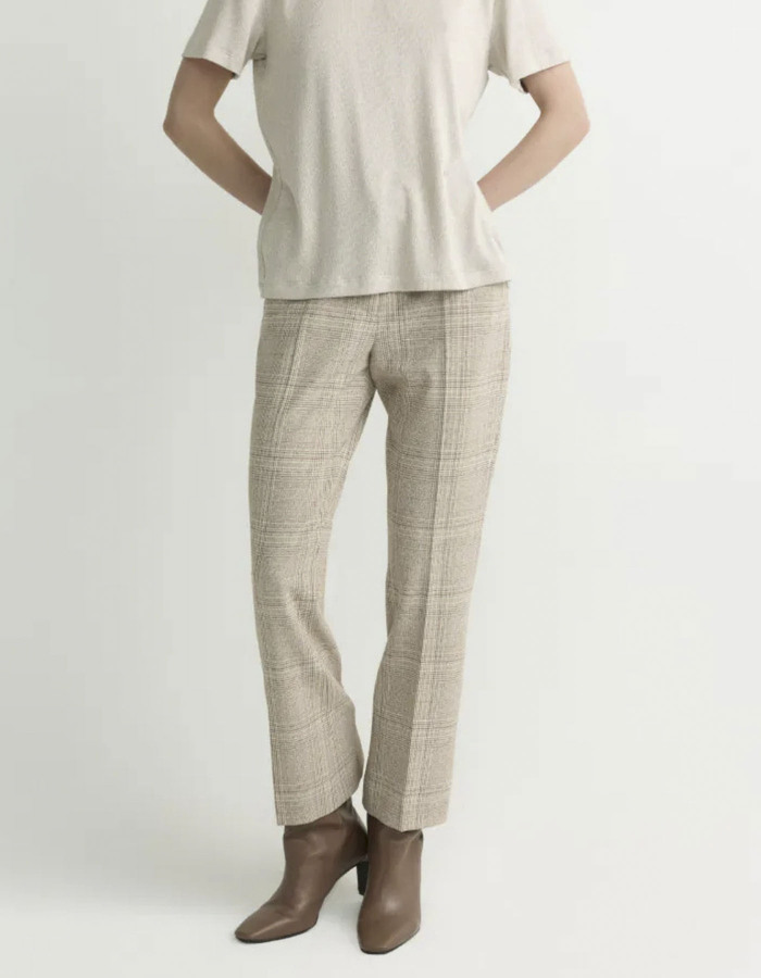 Pycon - Pantalon à carreaux avec jambes légèrement évasées