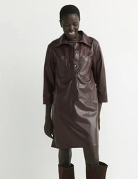 Kobien - faux leather hemdjurk met drukknoopsluiting